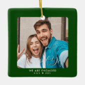 Erste Weihnachtsfeier Verlobtes Couple Custom Foto Keramikornament (Vorderseite)