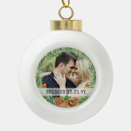Erste Weihnachtsfeier VERLOBTES FOTO Bauble Tree D Keramik Kugel-Ornament