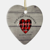 Erste Weihnachtsfeier Verlobtes rustikales Herz in Keramik Ornament (Rechts)