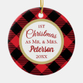 Erste Weihnachtsfeier von Herrn und Frau Buffalo K Keramik Ornament (Vorne)