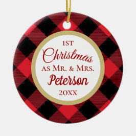 Erste Weihnachtsfeier von Herrn und Frau Buffalo K Keramik Ornament