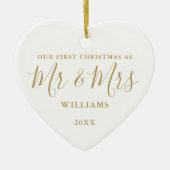 Erste Weihnachtsfeier von Mrs. Gold Signature Scri Keramik Ornament (Vorne)