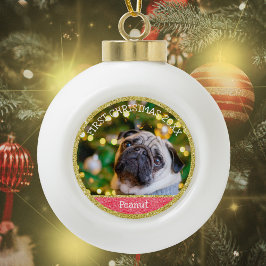 Erste Weihnachtsfeier Welpe Hund Keramik Ball Orna Keramik Kugel-Ornament