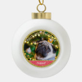 Erste Weihnachtsfeier Welpe Hund Keramik Ball Orna Keramik Kugel-Ornament (Vorderseite)