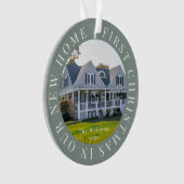 Erste Weihnachtsfeier Zuhause Sage Green Foto Ornament (Vorderseite)