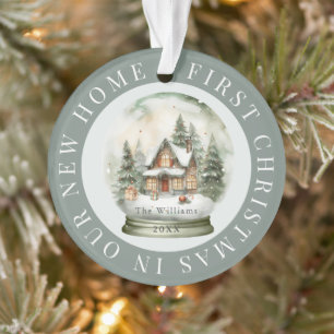 Erste Weihnachtsfeier Zuhause Snow Globe Sage Gree Ornament