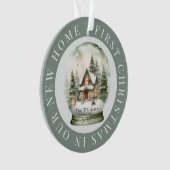 Erste Weihnachtsfeier Zuhause Snow Globe Sage Gree Ornament (Vorderseite)