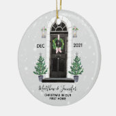 Erste Weihnachtsfeier Zuhause Weihnachtsfeiertag W Keramik Ornament (Links)