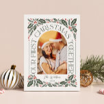 Erste Weihnachtsfeier zusammen Arch 3 FotoCollage Feiertagskarte<br><div class="desc">Feiern Sie Ihr erstes Weihnachtsfest mit einer speziellen Karte. Eine einzigartige und moderne Urlaubskarte in Form eines Bogengewölbes mit moderner Typografie, die sich elegant um Ihr Foto herum bildet, und originell handgezeichnet Winterfolienkunst. Auf der Rückseite befinden sich ein passendes Muster und drei Foto-Collagen, die Sie mit Ihren Lieblingsliedern teilen können....</div>