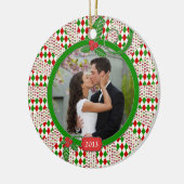 Erste Weihnachtsfeier zusammen Foto Einzigartiges  Keramik Ornament (Links)