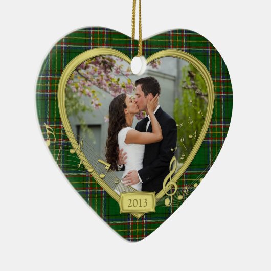 Erste Weihnachtsfeier zusammen Irish Tartan Foto X Keramik Ornament (Rechts)