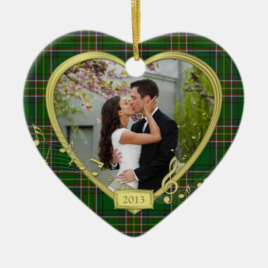 Erste Weihnachtsfeier zusammen Irish Tartan Foto X Keramik Ornament (Vorne)