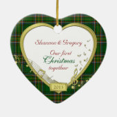 Erste Weihnachtsfeier zusammen Irish Tartan Foto X Keramik Ornament (Hinten)