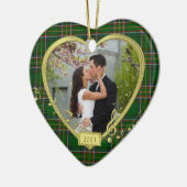 Erste Weihnachtsfeier zusammen Irish Tartan Foto X Keramik Ornament (Links)