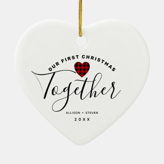 Erste Weihnachtsfeier Zusammen Personalisiertes He Keramik Ornament (Hinten)