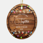 Erste Weihnachtsfeier zusammen Rustikales String L Keramik Ornament (Links)