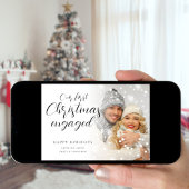 Erste Weihnachtsfeierliche Verlobte Foto Kalligraf Feiertagskarte