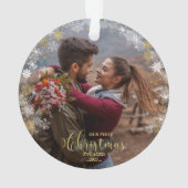 Erste Weihnachtsfeierliche Verlobte Wreath Gilded Ornament (Rückseite)