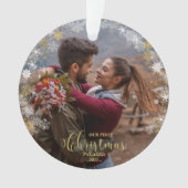 Erste Weihnachtsfeierliche Verlobte Wreath Gilded Ornament (Vorderseite)