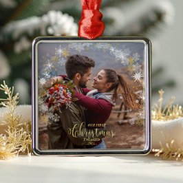 Erste Weihnachtsfeierliche Verlobte Wreath Gilded  Ornament Aus Metall