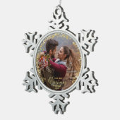 Erste Weihnachtsfeierliche Verlobte Wreath Gilded Schneeflocken Zinn-Ornament (Rechts)