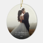 Erste Weihnachtsfeiertage Foto Kalligraphie Keramik Ornament (Links)