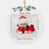 Erste Weihnachtsfeiertage Grandma Baby Foto Keramik Ornament (Vorne)