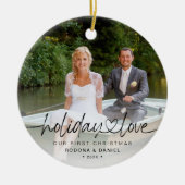 Erste Weihnachtsfeiertage Liebe 2 Fotos Keramik Ornament (Vorne)