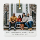 Erste Weihnachtsfeiertage Neue Zuhause Personalisi Keramikornament (Rückseite)