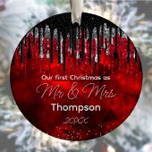 Erste Weihnachtsfeiertage verheirateter schwarzer Keramik Ornament