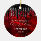 Erste Weihnachtsfeiertage verheirateter schwarzer Keramik Ornament (Vorne)