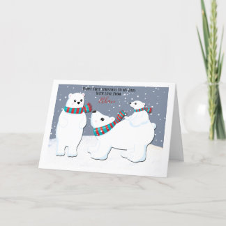 Erste Weihnachtsferien 2 Väter Gay Polar Bärenfami Feiertagskarte
