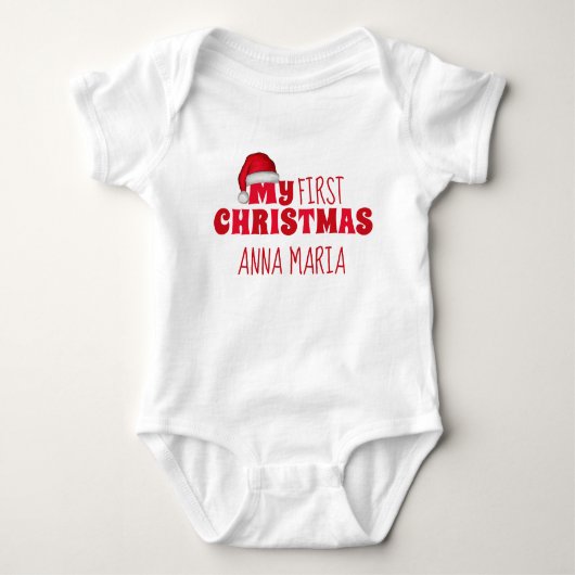 Erste Weihnachtsferien Personalisiert Niedlich Neu Baby Strampler (Vorderseite)