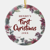 Erste Weihnachtsflora Neues Tier Katze Foto Keramik Ornament (Vorne)