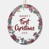 Erste Weihnachtsflora Neues Tier Katze Foto Keramik Ornament (Links)