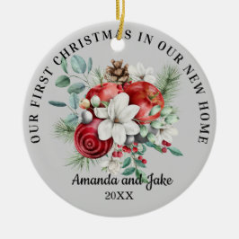 Erste Weihnachtsfloral Keramik Ornament