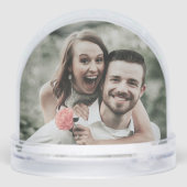 Erste Weihnachtsflorale Monogram-Foto Schneekugeln (Rückseite)