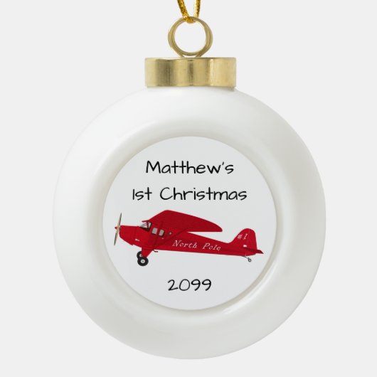 Erste Weihnachtsflugzeug Nordpol Ornament (Vorderseite)