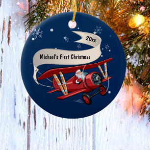 Erste Weihnachtsflugzeug - Weihnachtsflugzeug Pers Keramik Ornament