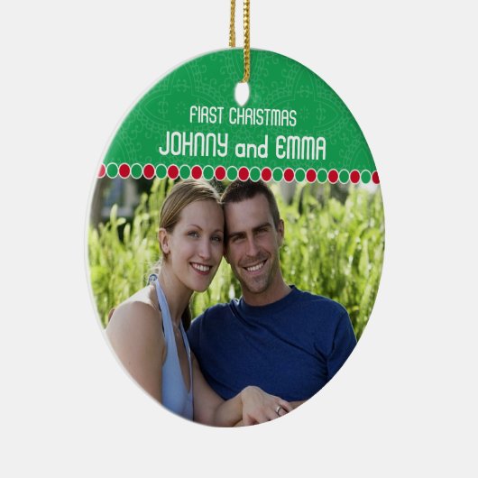 Erste WeihnachtsFoto-Verzierung Keramik Ornament (Rechts)