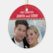 Erste WeihnachtsFoto-Verzierung Keramik Ornament (Links)