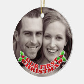 Erste WeihnachtsFoto-Verzierung Keramikornament (Links)