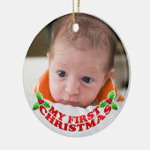 Erste WeihnachtsFoto-Verzierung Keramikornament (Links)