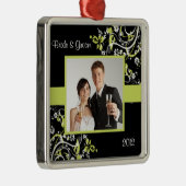 Erste WeihnachtsFoto-Verzierung Silbernes Ornament (Rechts)