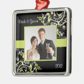 Erste WeihnachtsFoto-Verzierung Silbernes Ornament (Links)