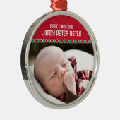 Erste WeihnachtsFoto-Verzierung Silbernes Ornament (Rechts)