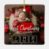 Erste Weihnachtsgeburt eines Neugeborenen steht fü Keramikornament (Rückseite)