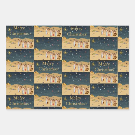 Erste Weihnachtsgeschichte 3D Geschenkpapier Set (Vorderseite)