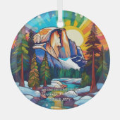 Erste Weihnachtsgestanztes Glas Yosemite Cali Coup Ornament Aus Glas (Vorderseite)