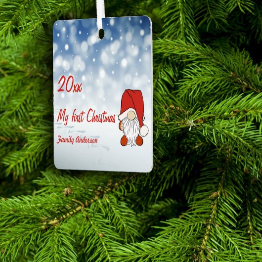 Erste Weihnachtsgnomen Foto Metal Square Ornament